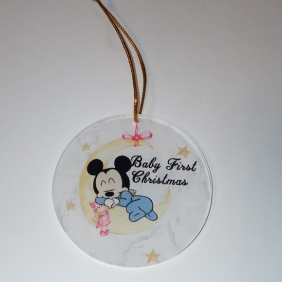 3 Pieces Baby's First Christmas Ornaments, Mickey Mouse Baby Xmas Tree Ornaments - Picture 6 of 11